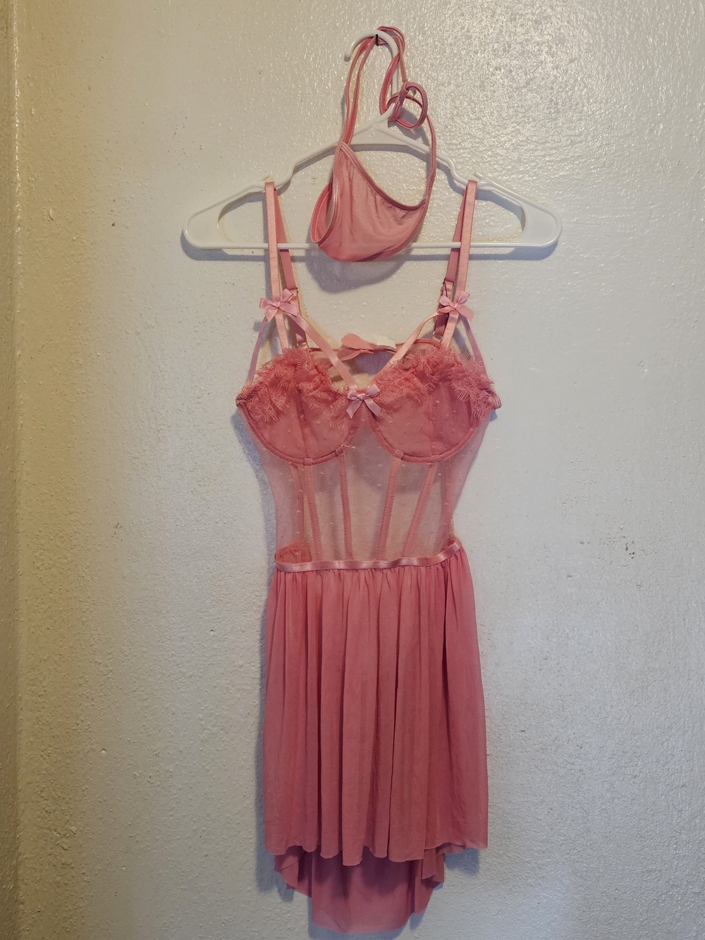 Pink Lace Babydoll Lingerie Nwt